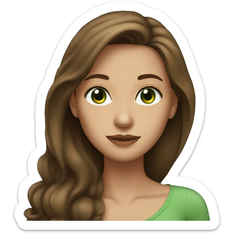 woman with long brown hair green eyes sticker