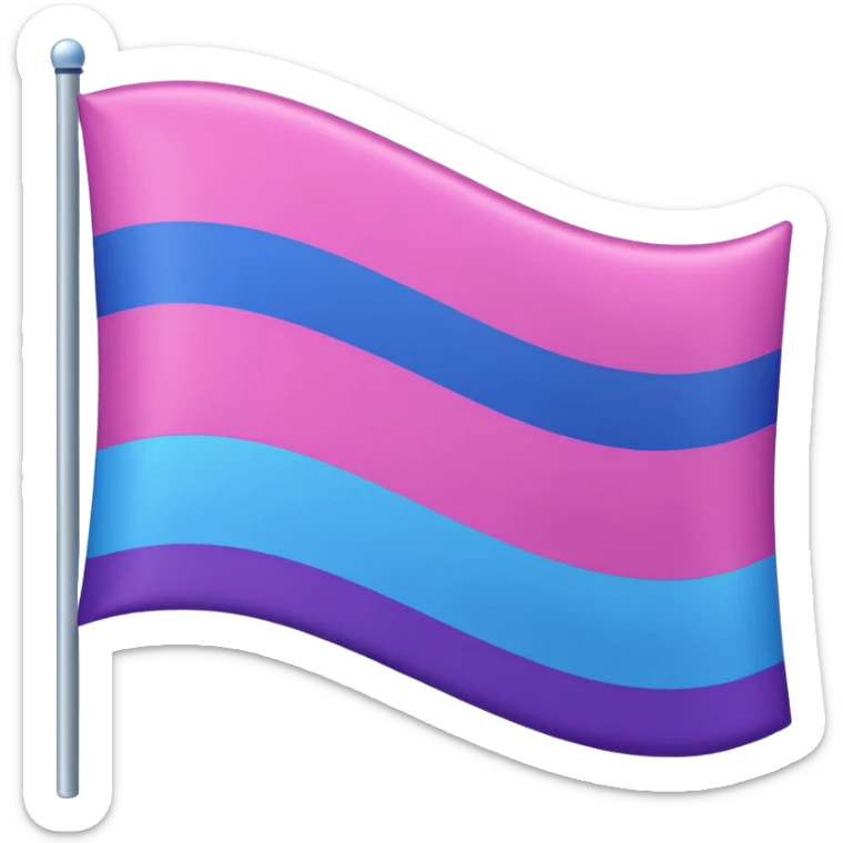 I want a flag, I want the first stripe at the very top of the flag to be pink 🩷. The middle stripe will be the color purple 💜. And finally the bottom stripe will be the color blue 💙. Only those three colors in that exact order. Make the colors more vibrant sticker