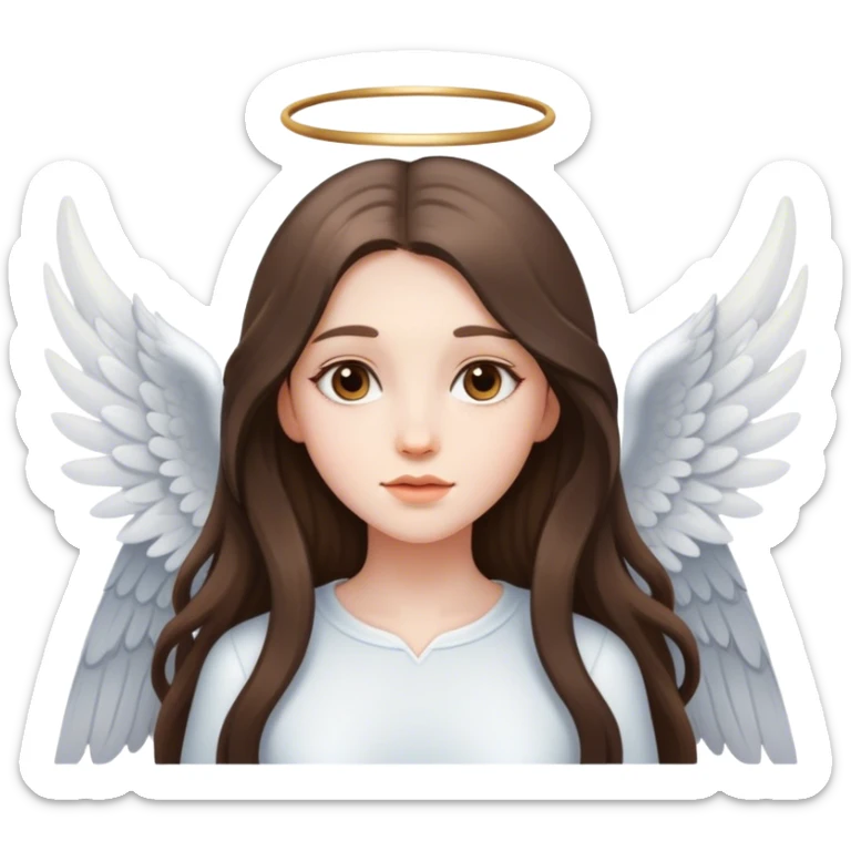 beautiful pale brunette girl with long hair with angel wings sticker