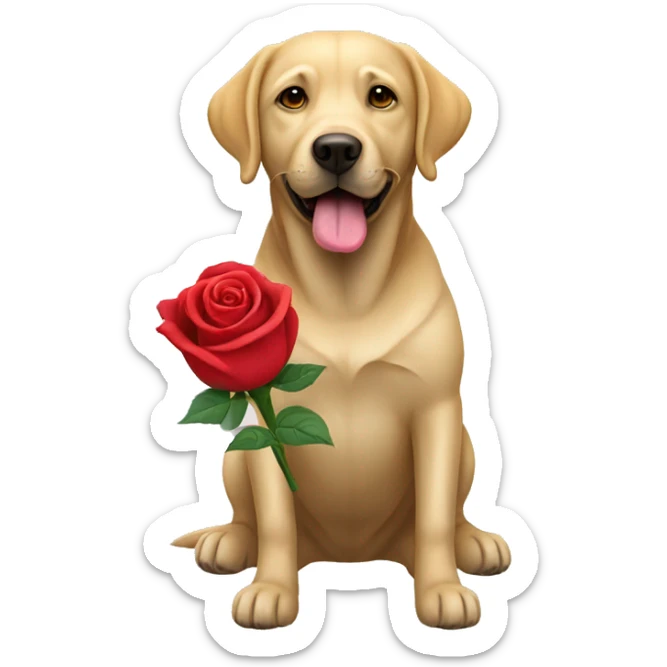 Labrador holding a rose sticker