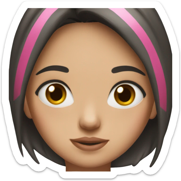 dark haired girl with pink stripes in hair and hazel eyes sticker