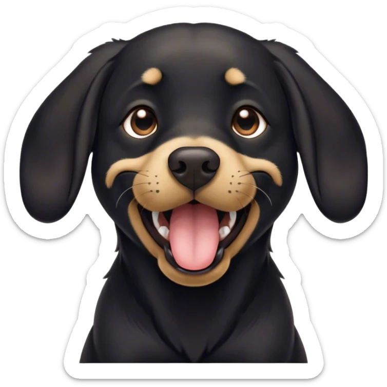 Cinematic Cute Yawning Black Labrador Portrait Emoji, Head tilted slightly with a dramatic, wide-open yawn, showcasing a smooth black Fur with a velvety texture, floppy ears slightly drooping, round brown eyes barely open in drowsy contentment, Simplified yet irresistibly adorable features, highly detailed, glowing with a soft, cozy glow, high shine, relaxed yet expressive, stylized with a touch of whimsy, bright and endearing, soft glowing outline, capturing the essence of a sleepy yet affectionate companion, so drowsy it feels like it could stretch out of the screen and curl up for a nap! sticker