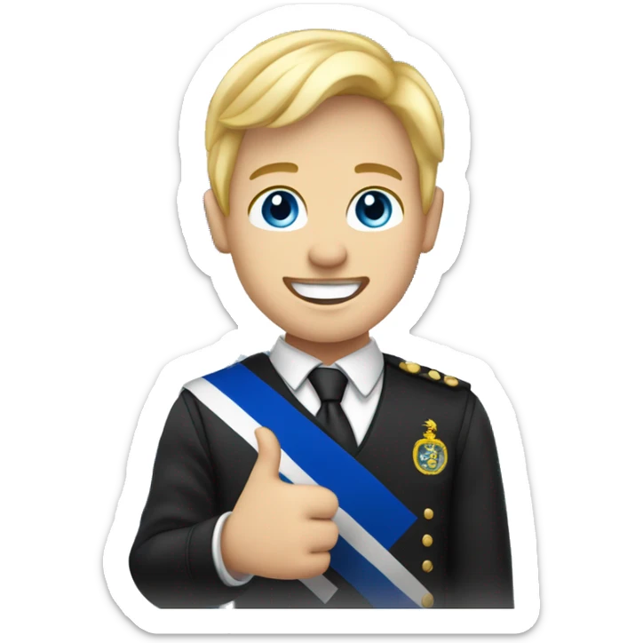 Male with blonde hair and blue eyes waving hand smiling with a Scotland flag 🏴󠁧󠁢󠁳󠁣󠁴󠁿  sticker