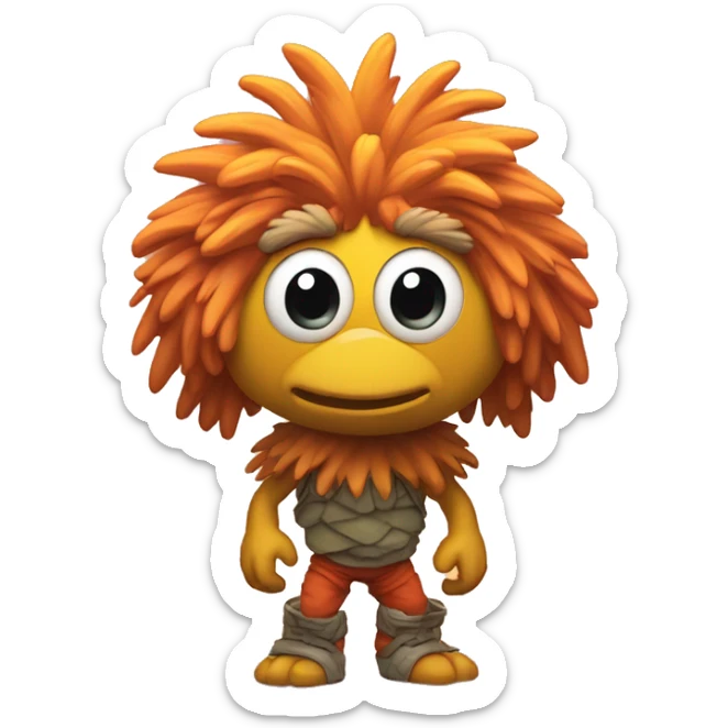 Attractive with adorable huge eyes  Detailed image of  fraggle rocks hot muscle trainer sunset colored sticker