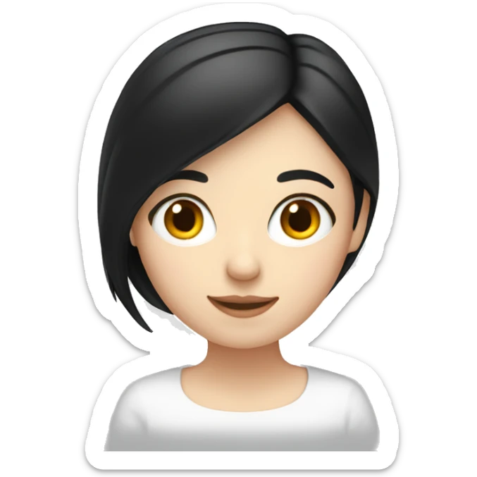 A white girl with straight black hair revising for her French A-levels sticker