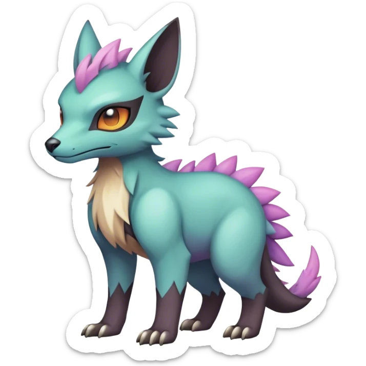 cool colorful dark pastel edgy fantasy animal hybrid Fakemon full body sticker