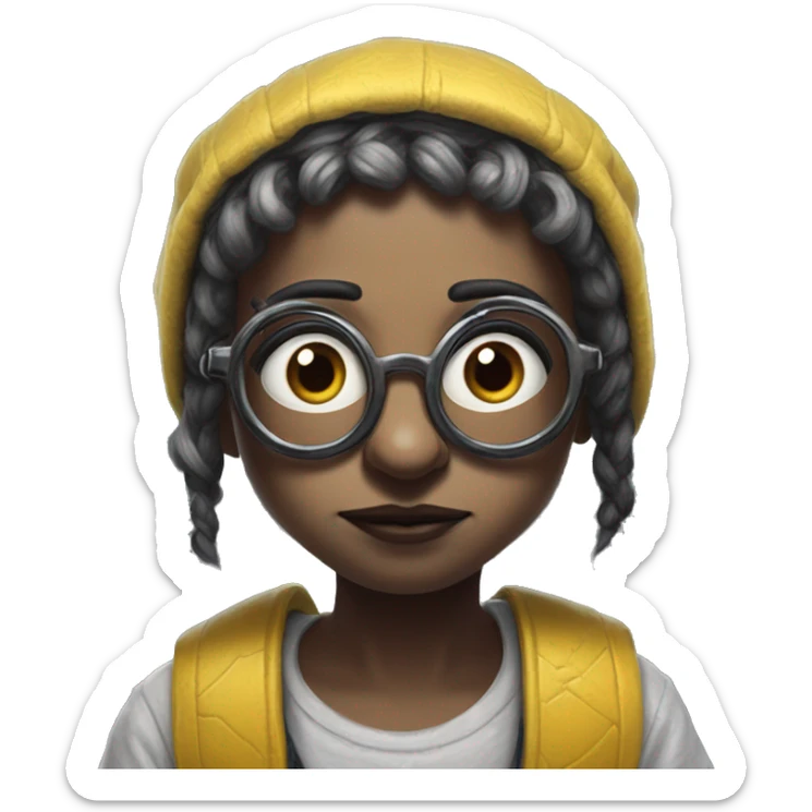 Wholesome minion in twitch style, oil paint, black eyes, intricate lips, masterpiece portrait, beautiful, desirable, logical, love, peace, understanding sticker