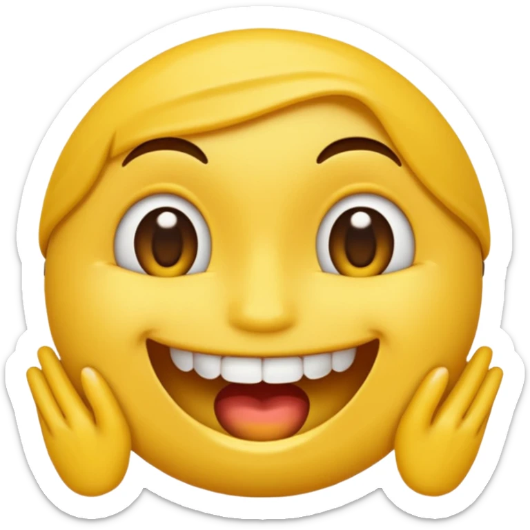 Emoji amoureux tête jaune avec un sourire et le doigt sur les dents  sticker