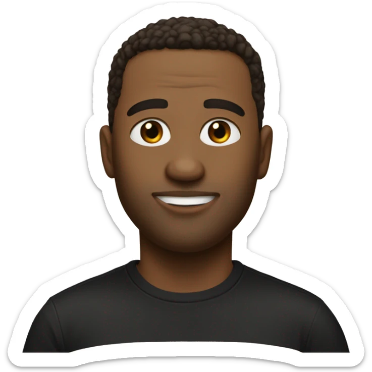 man in a black t-shirt with white and beige inscription "re:Bro" sticker