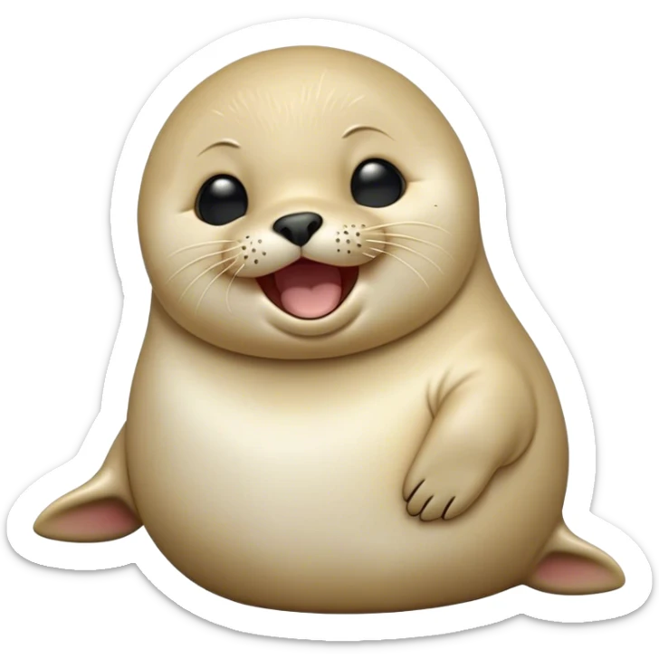 Cinematic Cute Yawning Baby Seal Portrait Emoji, Head tilted slightly with a dramatic, wide-open yawn, showcasing a chubby, tender body with half-closed, drowsy eyes and a relaxed, slightly open mouth, Simplified yet irresistibly adorable features, highly detailed, glowing with a soft, cozy arctic glow, high shine, relaxed yet expressive, stylized with a dash of playful polar charm, soft glowing outline, capturing the essence of a drowsy yet affectionate baby seal that appears ready to stretch and yawn its way out of the screen! sticker
