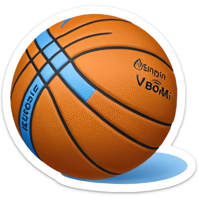 Faça um emoji de uma bola de Basquete branca e nela um símbolo de verificado sticker