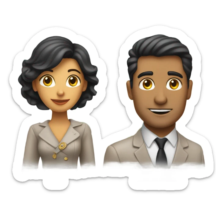 A Hispanic man and woman standing in front of an infinity symbol in by the Eiffel Tower  sticker