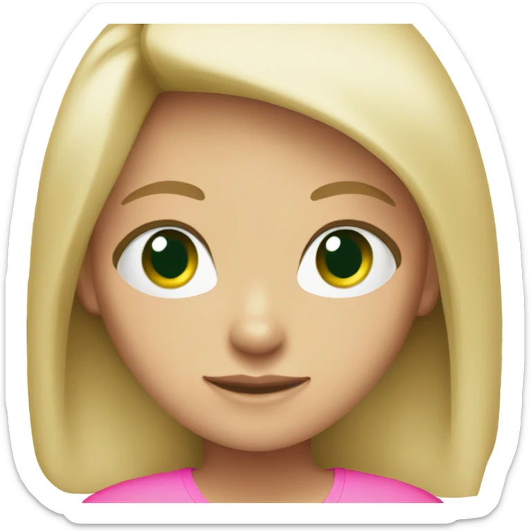 blonde girl green eyes straight hair pink shirt sticker