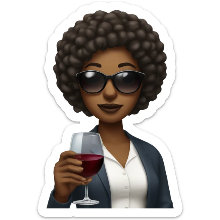 Black girl wearing sunglasses holding a glass of wine  sticker