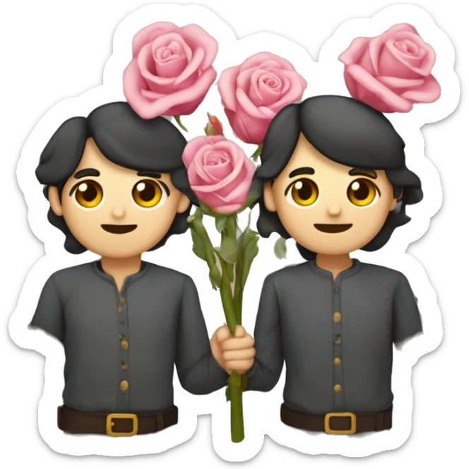 Dos manos agarrando dos rosas cruzadas entre ellas y la agarran desde el tallo sticker