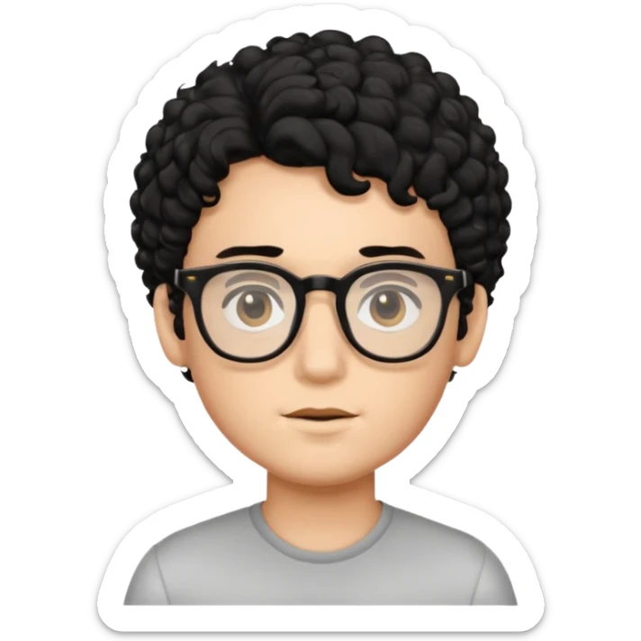 el rostro de un chico de piel blanca con rizos negros y lentes  sticker