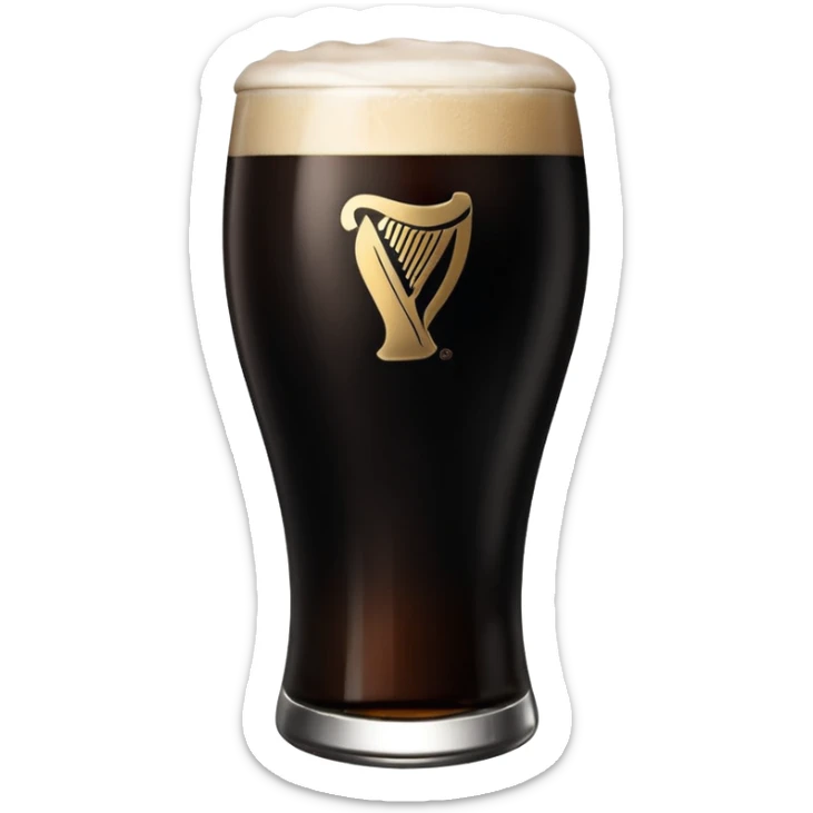 Pint of guiness with the glass only full to the g in the guiness logo on glass sticker