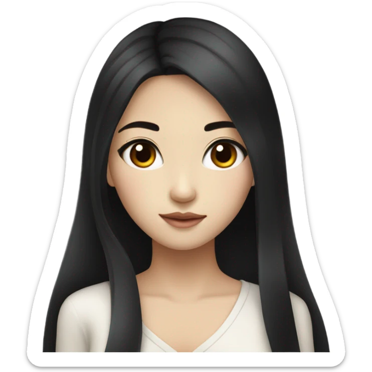 Beautiful girl,Black hair,long hair,Black eyes,Korean sticker