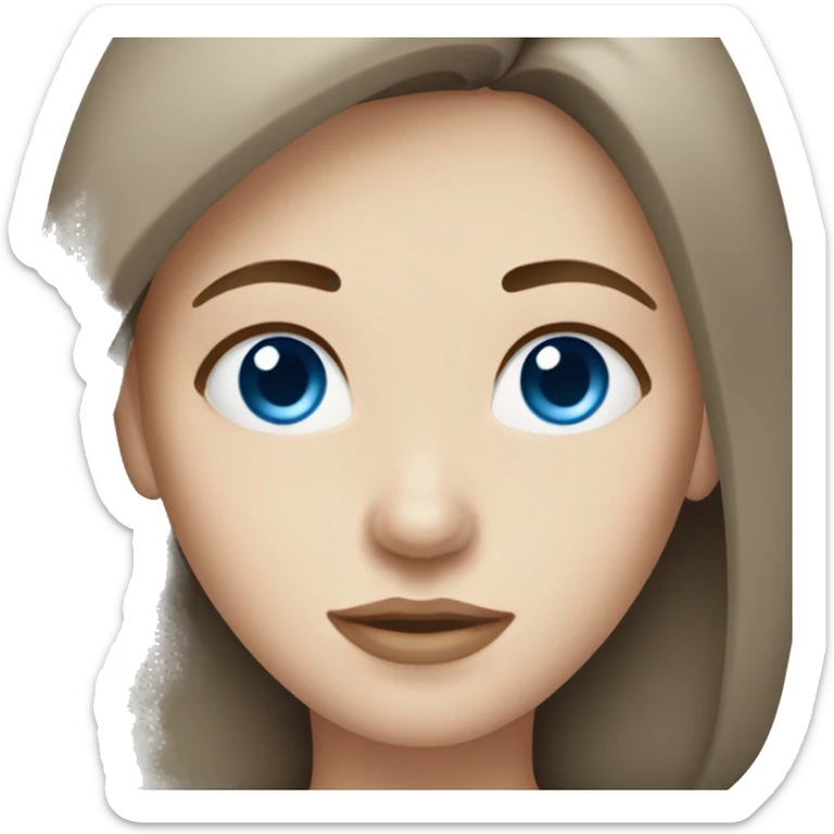 Woman with brown hair blue eyes and pale skin sticker