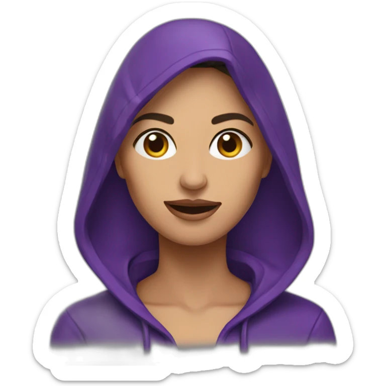 Armenian Woman  with purple hoodie and with a snake tongue sticker
