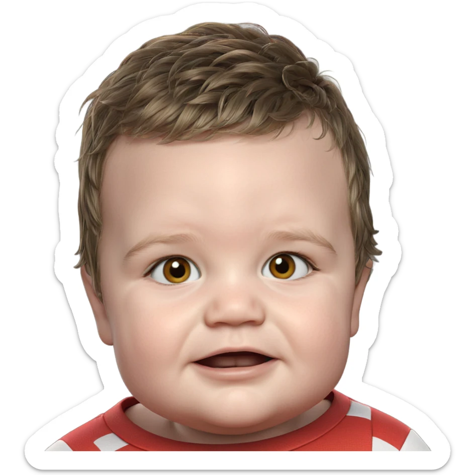 curious boy in red shirt sticker