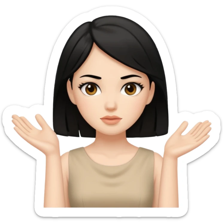 White girl with black hair in beige dress getting a facial sticker