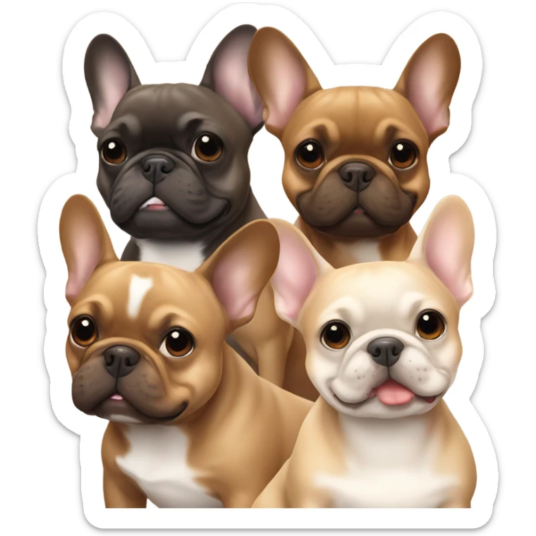 Brown & tan and fawn French bulldog friends sticker