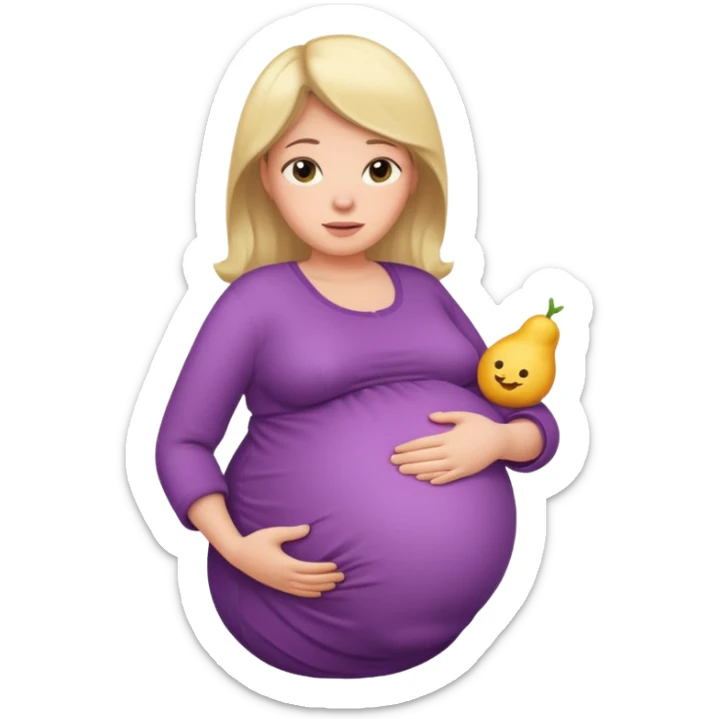 very heavily pregnant overdue woman with very  very big and large belly  sticker