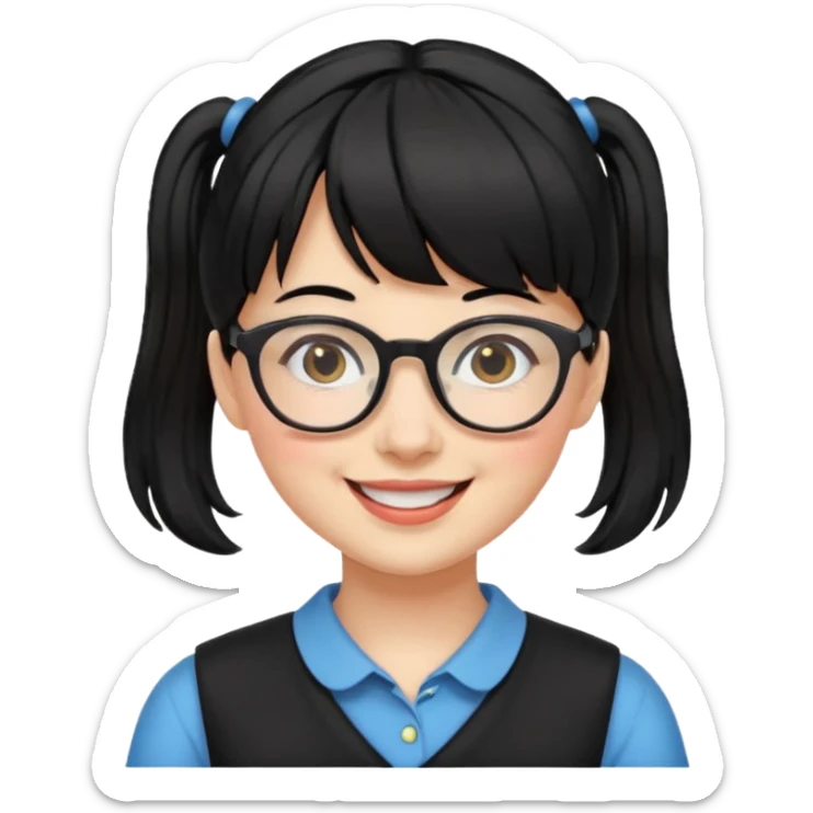 It's a trend setter that gives information related to all kinds of skin and beauty, but it's a little mild, with black hair, bangs, pigtails. It's a little cute and smiling. But you have to be an adult and look smart sticker
