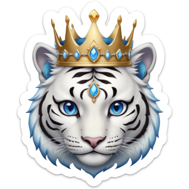 ESO Female white/black tiger khajiit leader of the umbral rose, blue eyes, blue 'third eye' gem, something symbolizing leadership ruling  sticker