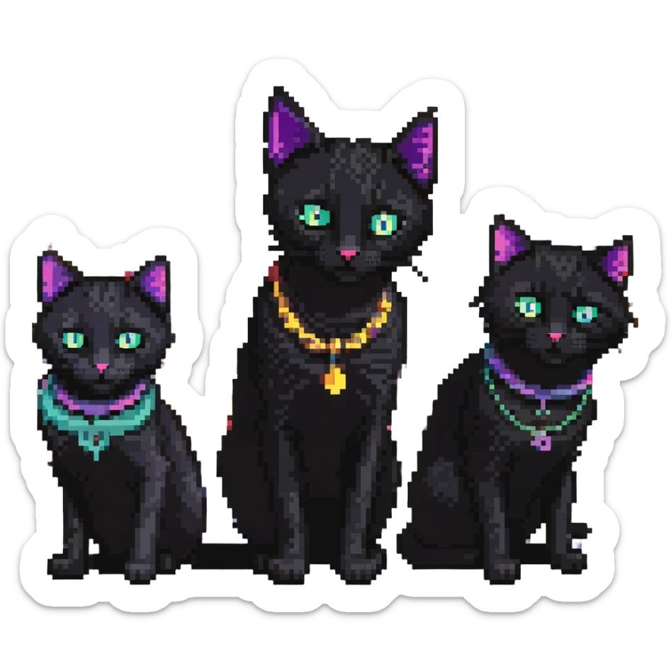 gang of black cats playing funky music in New York with Playboi Carti and Lil Uzi Vert in the background sticker