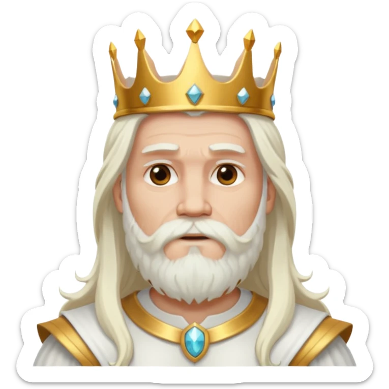 Jupiter, God of Thunder from Gods and Goddesses with long white hair and beard, white outfit sticker