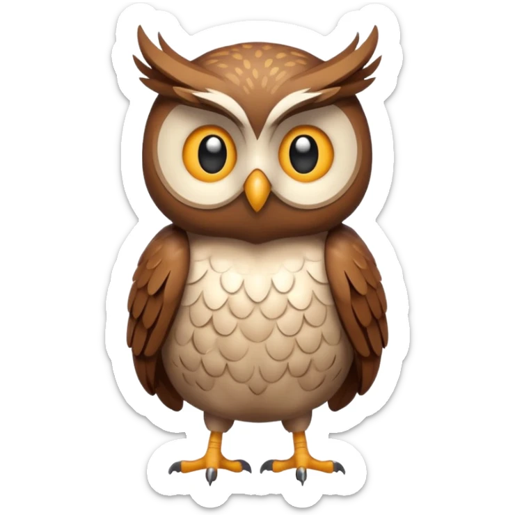 Create a single emoji of an Owl in full body, shown at a slight side angle in a natural, characteristic pose. Cute and stylized like an emoji, but clearly recognizable.
 sticker