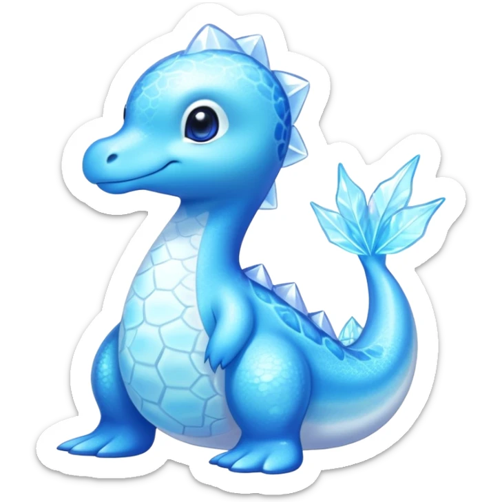 Shiny Exotic Colorful Ethereal Sparkly Lapras-Amaura-Aurorus-Fakémon-hybrid-creature (full body)  sticker