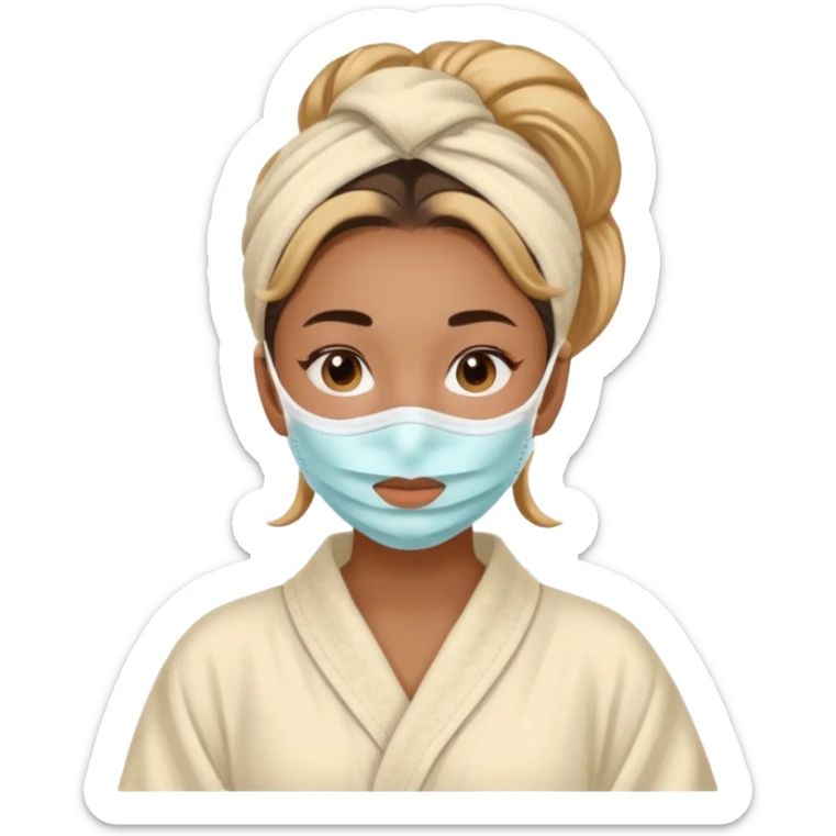 Girl with skin care face mask on and in a robe sticker