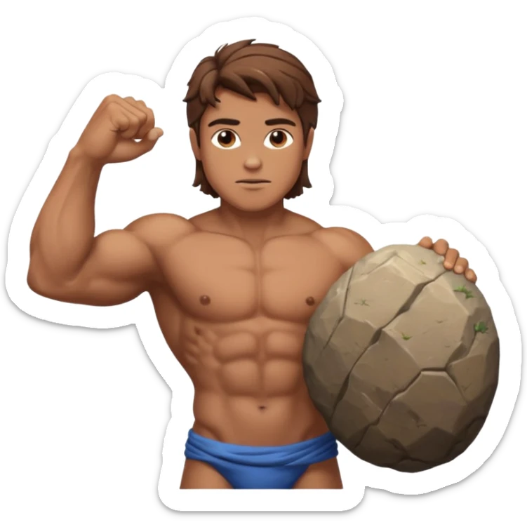 Atlas the greek god with a A big rock and shirt Without a hole WITH BROWN HAIR sticker