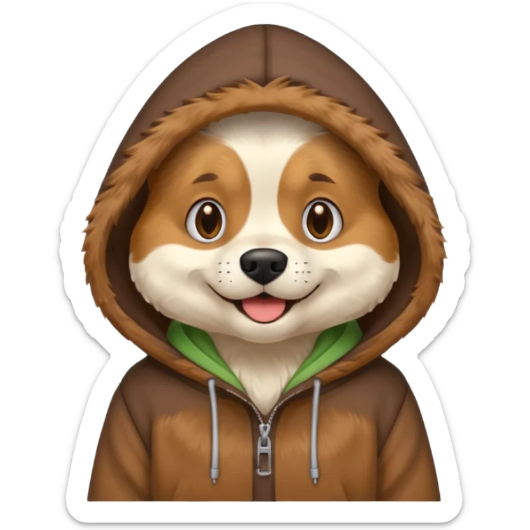 Dog wearing hoodie sticker