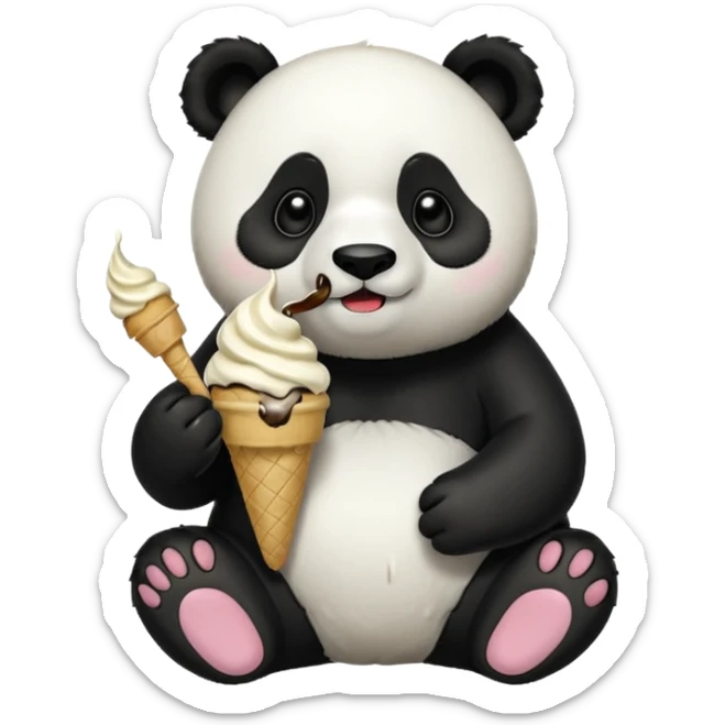 Panda eating ice cream sticker