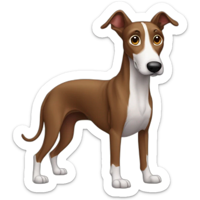 Eki es un perro mestizo marron mezcla de galgo y pastor con orejas en punta Garcia arriba y grandes sticker