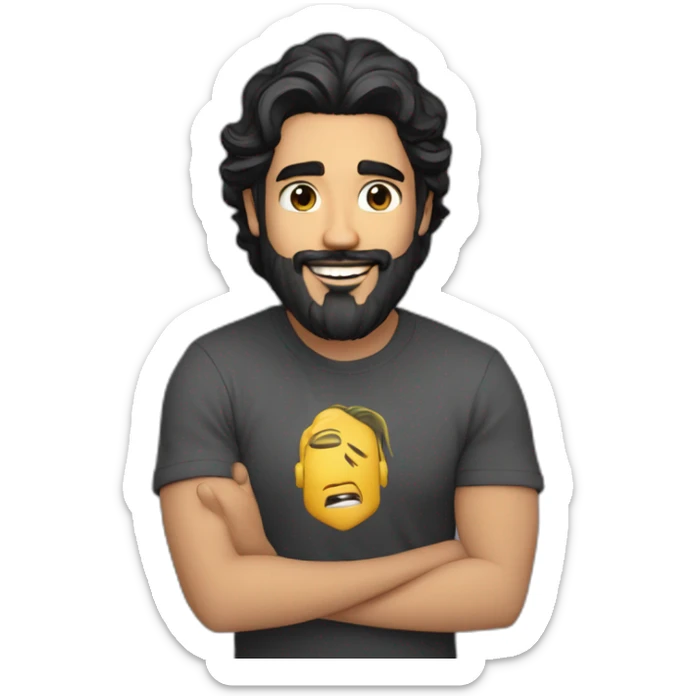 Voice over artist jefferson melo from brazil, bearded, wave mid long black hair, skin slightly darker sticker