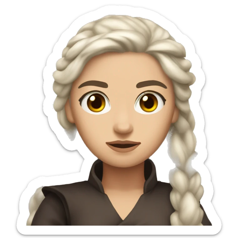 daenerys tan skin dark brown eyes long hair dark clothing serious sticker