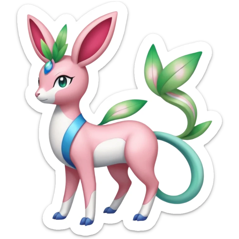 Shaymin-Sylveon-Meloetta-Cresselia-Milotic-Amaura-Pokémon-Fakémon-fusion, full body sticker