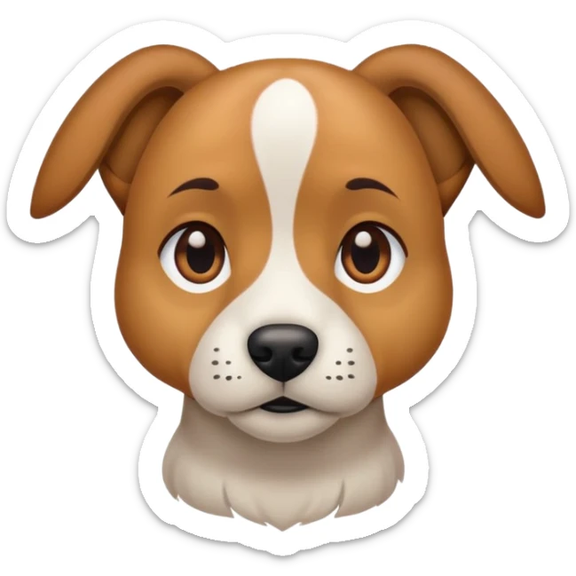 A dog with straight and tall hair with brown spots on the right eye and brown ears sticker