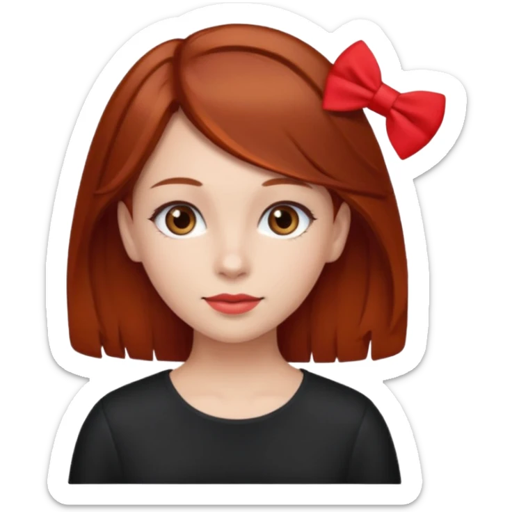  girl with brown hair and red color hairclip sticker