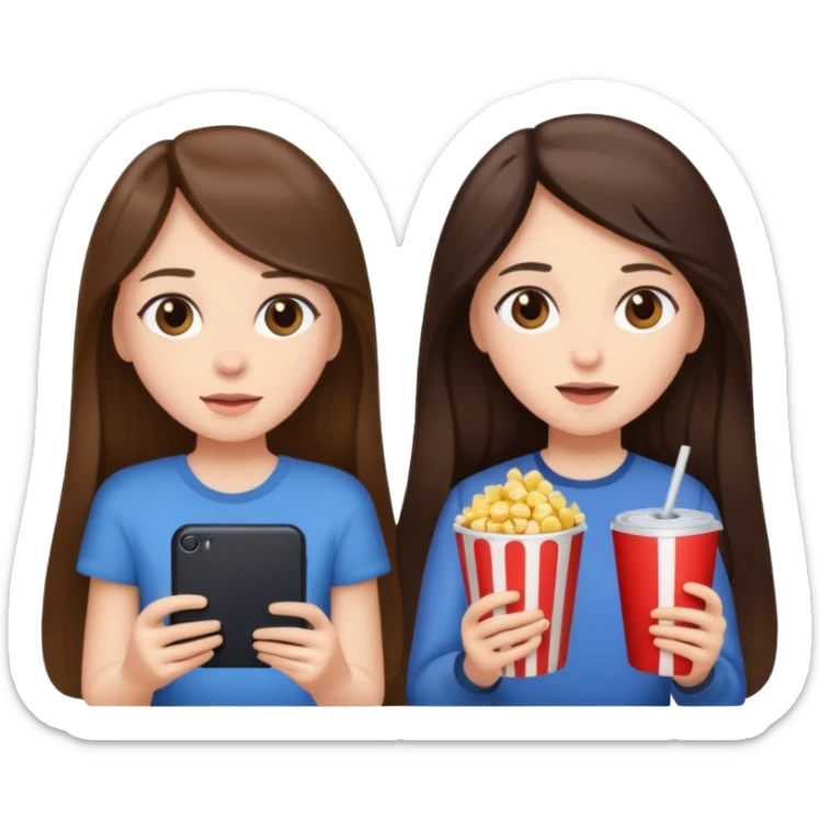 brunette girls long hair watching movies together sticker