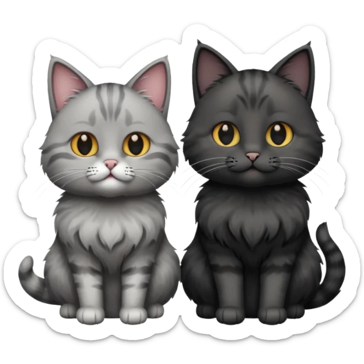 You can make an emoji of two cats looking at each other, one black and the other gray. sticker