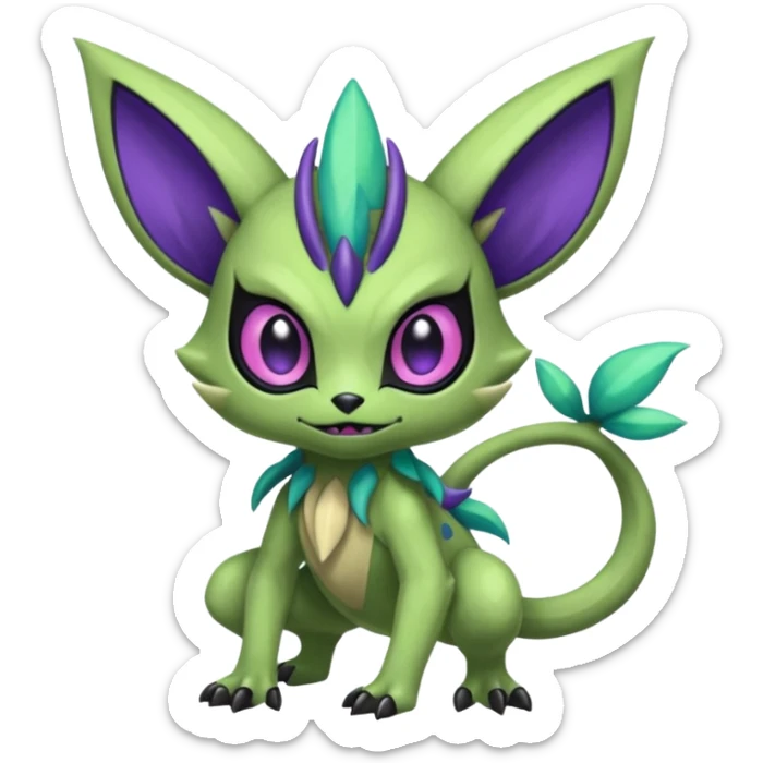 Colorful furry Exotic Meloetta-Sableye-Virizion-Venom-Stitch-Fakémon-creature-hybrid sticker