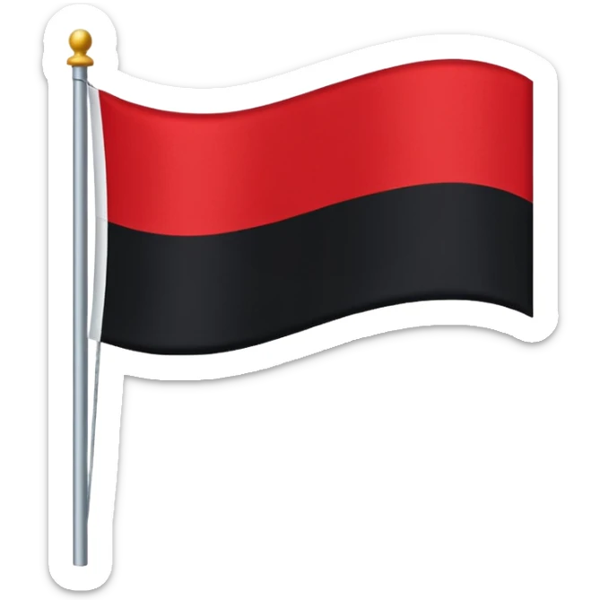 Gib mir eine Fahne die im wind weht mit 3 Farben in der reinginge von oben nach unten schwarz weiß rot sticker