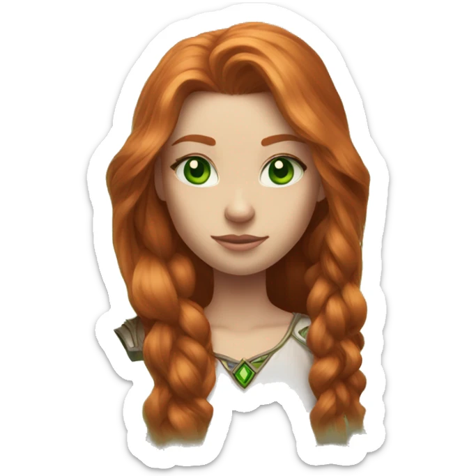 femae human from world of warcraft, ginger hair, green eyes, long hair sticker