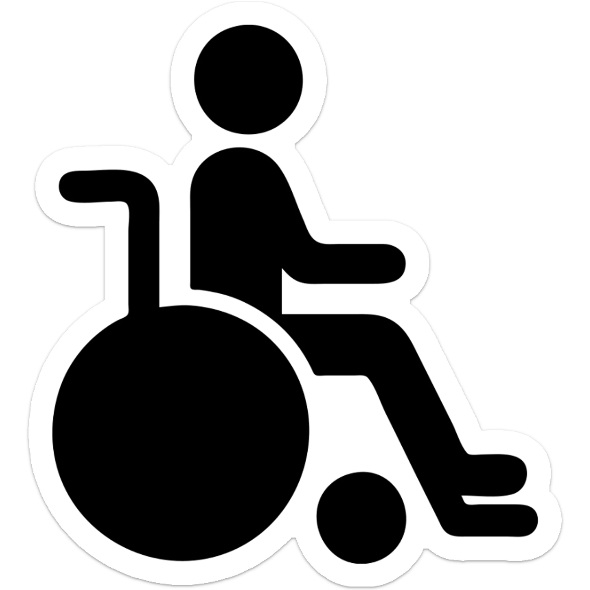 elderly person in a wheelchair, minimalistic icon, simple shapes, bold lines sticker